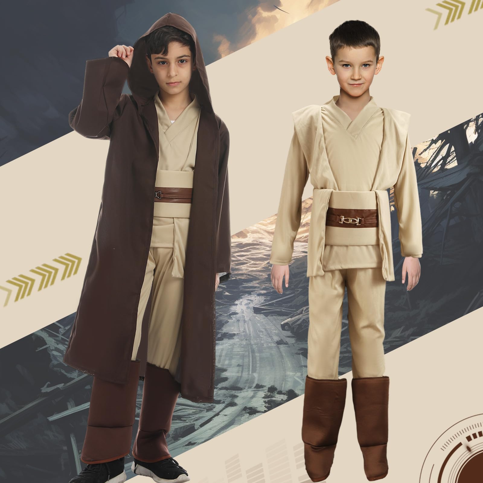 Aitsite Je-d Costume Kids, Tunic Hooded Robes with Lightsaber - Image 4