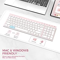 Vista 7 de iClever Teclado Bluetooth BK10, teclado inalámbrico recargable ultrafino con batería de larga duración, compatible con iOS, Android, Windows, Mac
