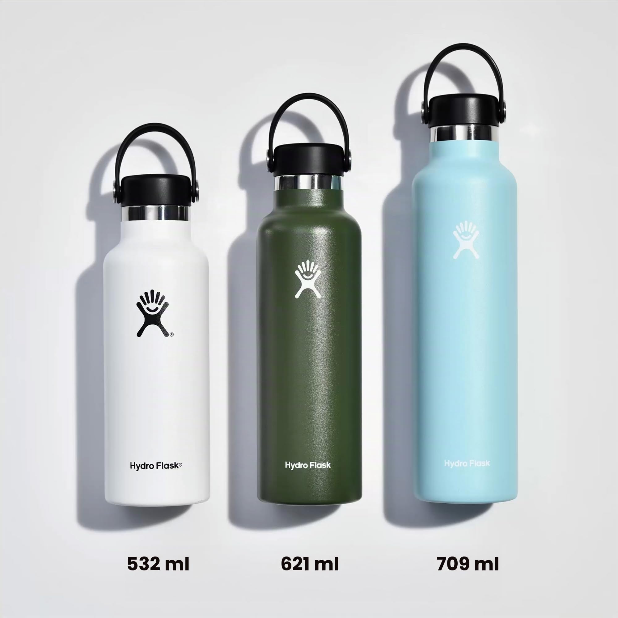HYDRO FLASK - Trinkflasche 621ml (21oz) - Isolierte Wasserflasche aus Edelstahl - Sportflasche mit auslaufsicherem Flex Deckel & Gurt - Thermoflasche Spülmaschinenfest - Kleine Öffnung - Agave