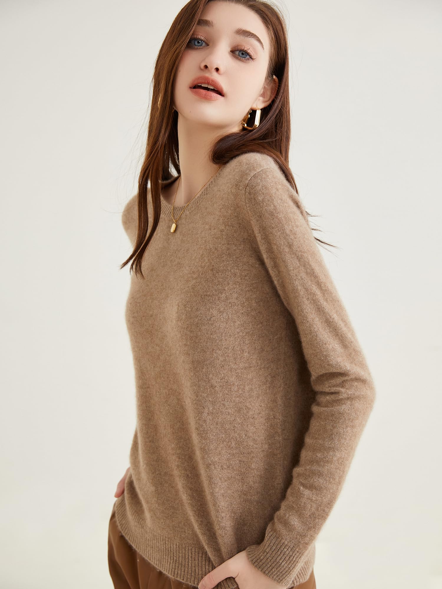Chanyarn Maglione da Donna 100% Cashmere Autunno Inverno Girocollo Super Caldo Leggero Maniche Lunghe Pullover in Maglia