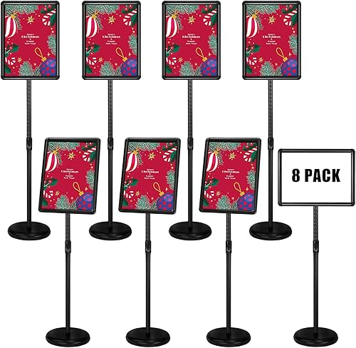 Miniatura 1 de SCZS Soporte ajustable para letreros de piso, soporte de cartel de pedestal, soporte de póster de aluminio a presión para 8.5 x 11 pulgadas con base