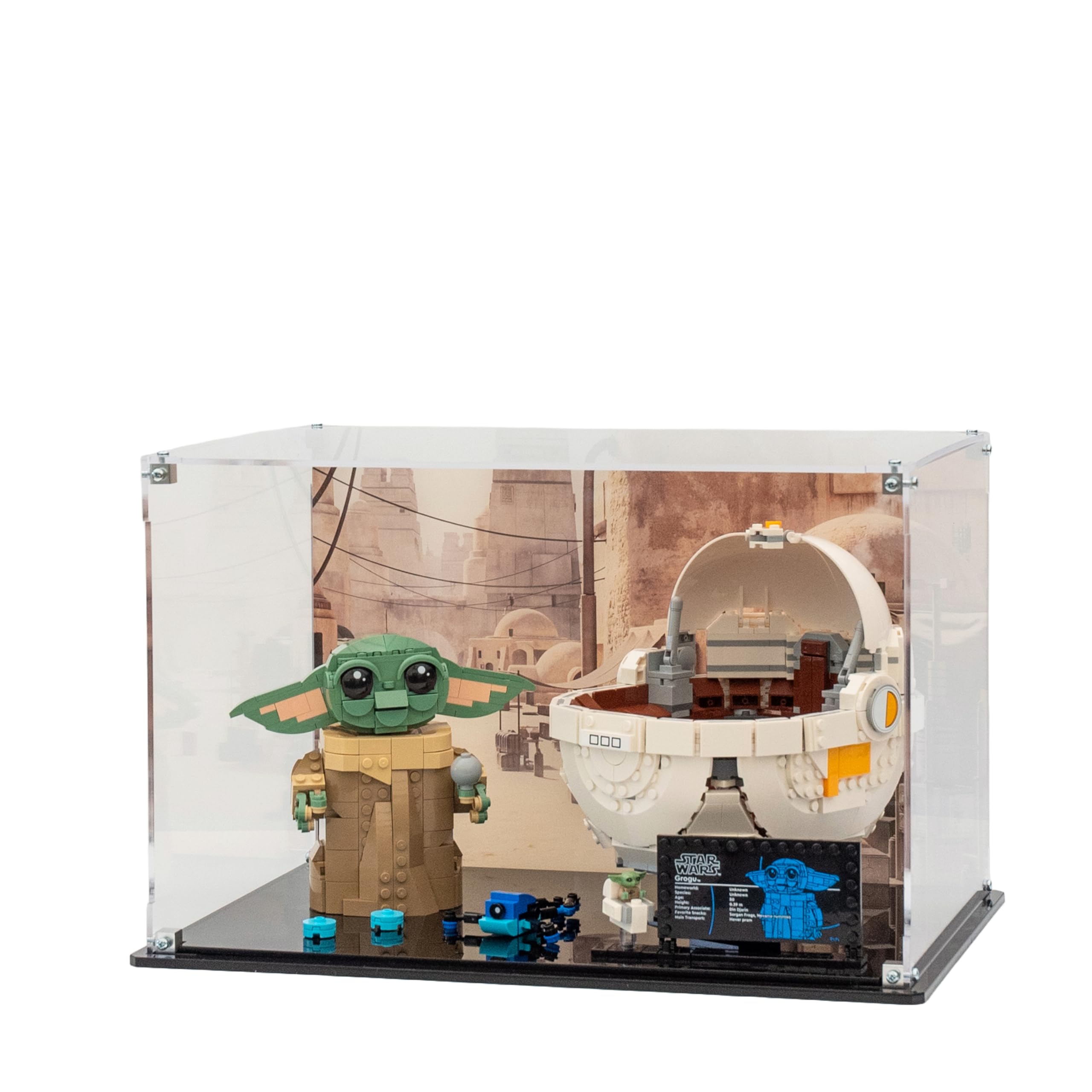 Acrylic Display Case compatible with LEGO® Star Wars: Grogu with Hover Pram (75403) (Clear Back Panel)