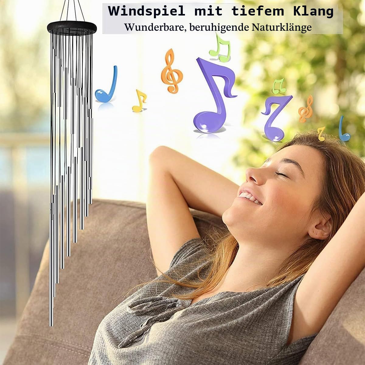 Windspiel, 18 Rohre aus Aluminiumlegierung für Garten, dekoratives Windspiel für drinnen und draußen, hängende Windspiele für Zuhause, Metall-Windspiele für Heimdekoration, Geschenk (Silber)