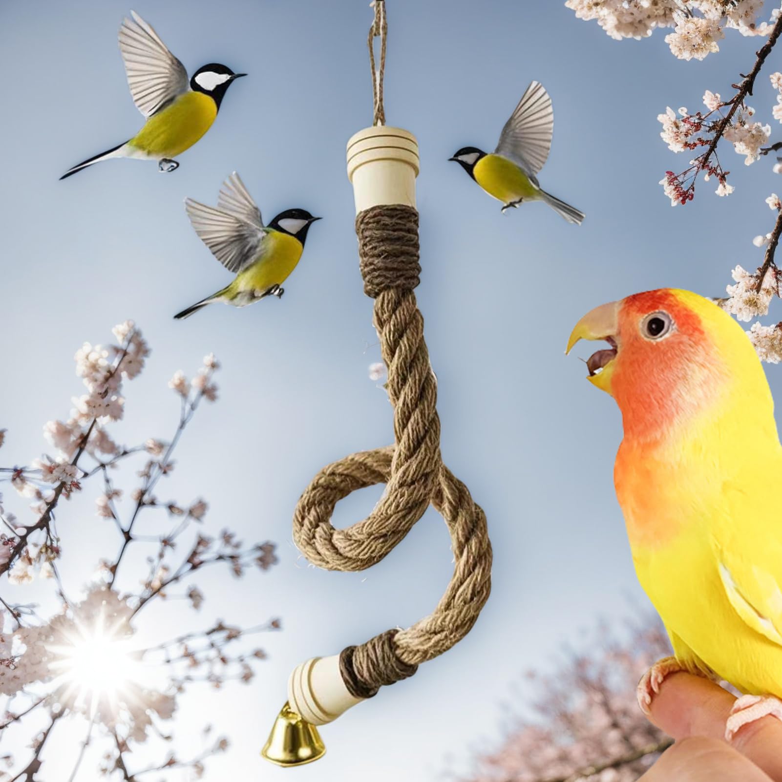 Bastoni da arrampicata per gabbie per uccelli – Altalena flessibile per voliera, balcone, terrazza, parrocchetti ondulati Conure