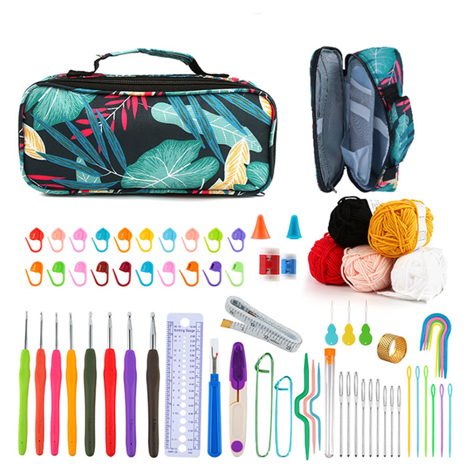 PANGBOER Juego de hilo de ganchillo para principiantes, adultos y niños, kit de iniciación de ganchillo para proyectos de ganchillo, accesorios de costura, herramientas de tejer