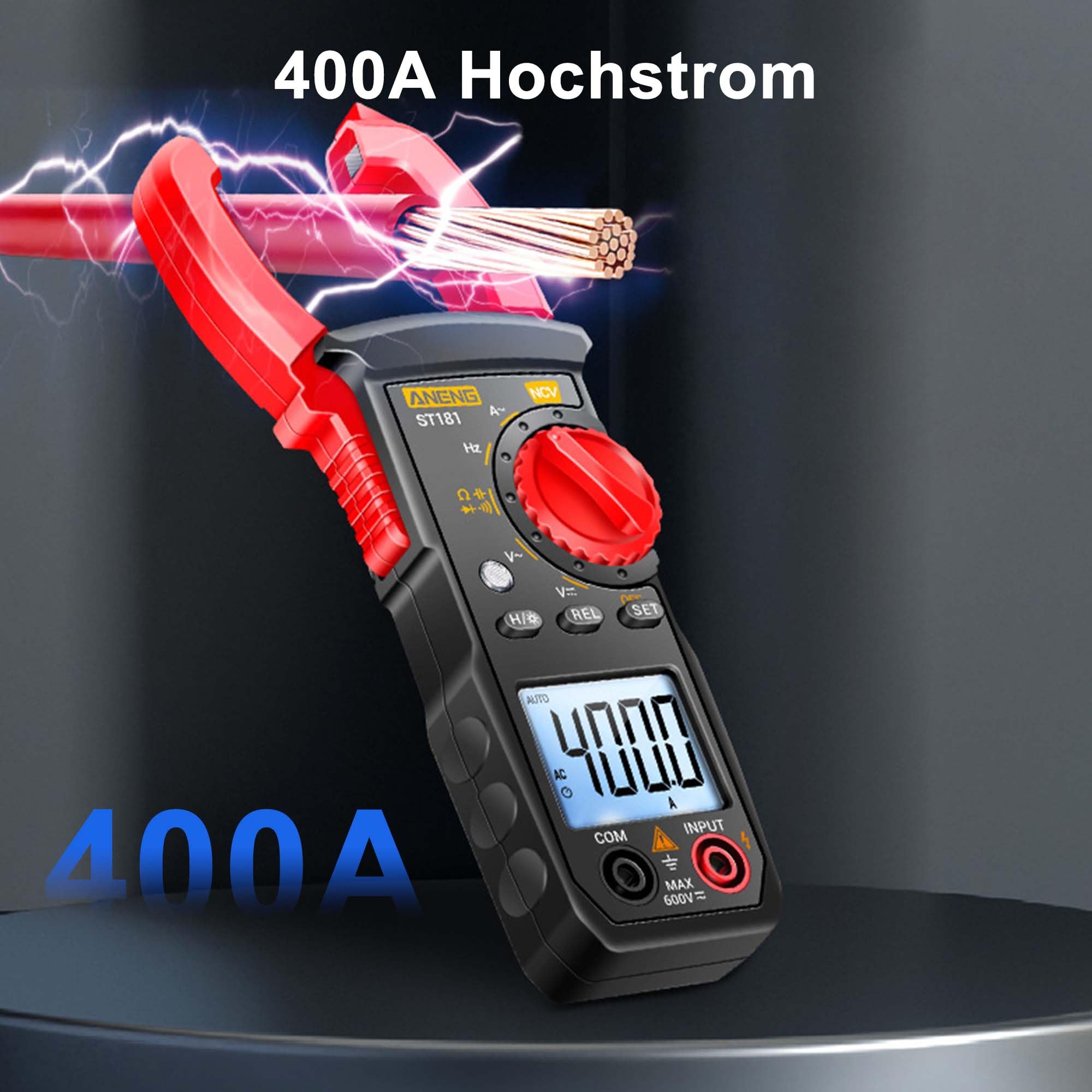 Digital Current Clamp AC DC Multimeter: True-RMS 4000 Counts Ammeter with Automatic Range Selection for Measuring AC/DC Voltage Current Resistance Capacity Continuity NCV Detection - Image 2