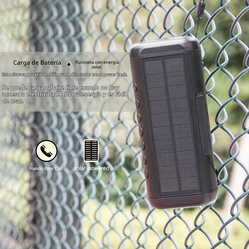 Altavoz Bluetooth Solar de 12 W, Altavoz inalámbrico portátil a Prueba de Agua IPX5 Capaz de Reproducir más de 50 Horas, batería incorporada de 5000 mAh, para Actividades en Interiores y Exteriores.