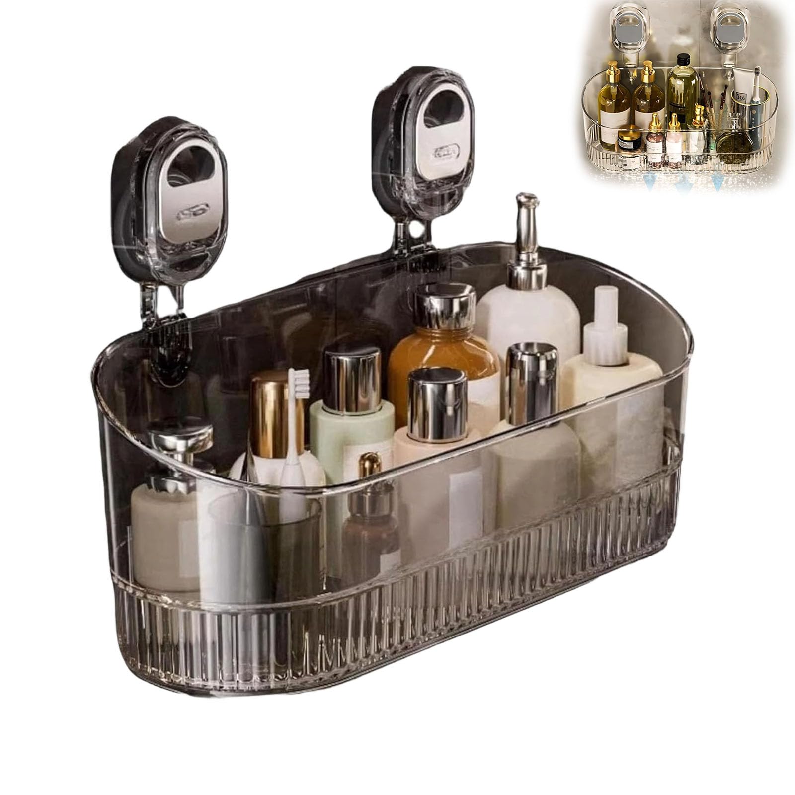 No-Drill Bathroom Suction Storage Box Shelf Rack Suction Cup Shelf Shower Caddy Wall Mount Organizer with Drain Holes