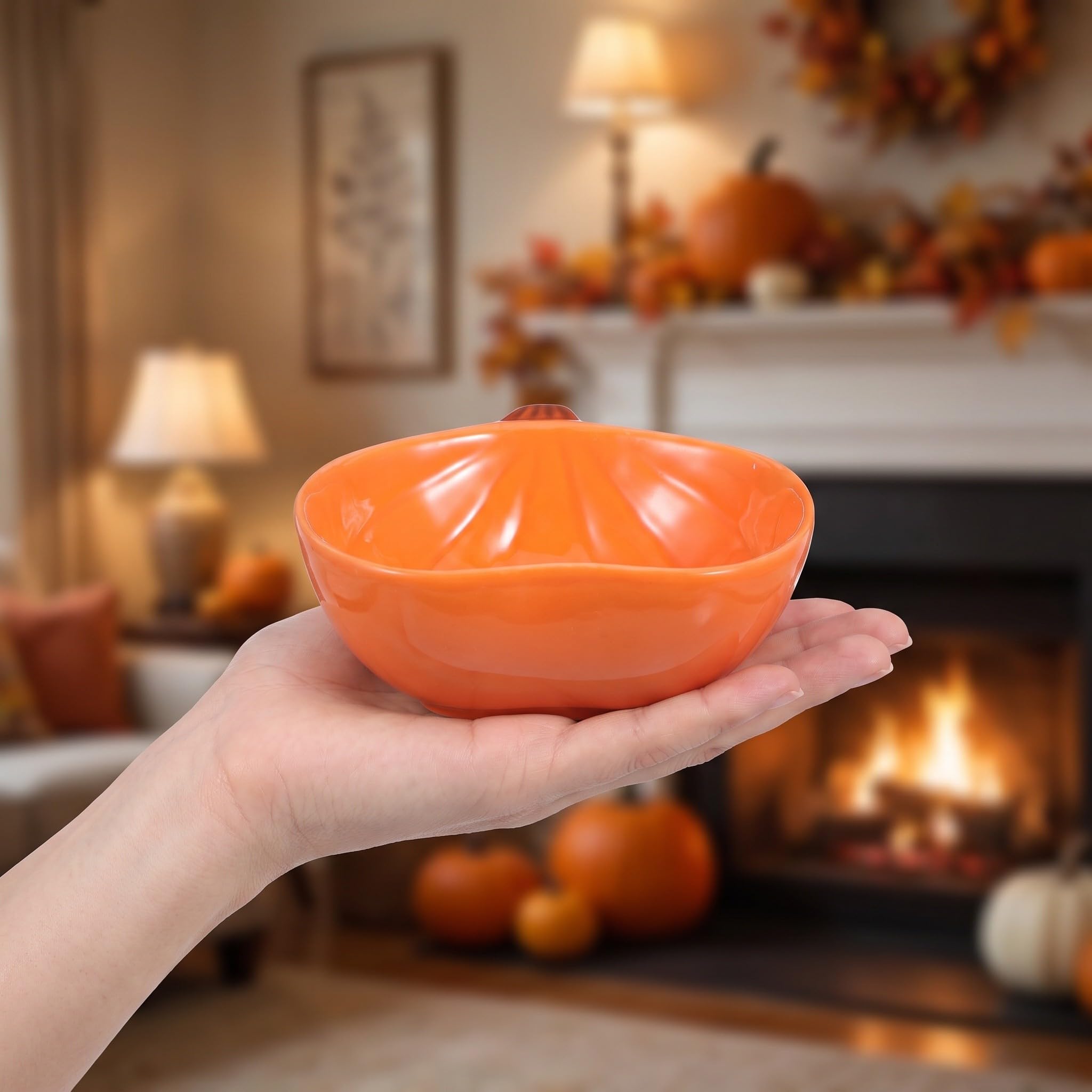 OUNONA 6 sztuk ceramicznych miseczek do maczania dyni jesiennych, małe naczynia do serwowania sosu, przypraw i przekąsek na Święto Dziękczynienia i Halloween