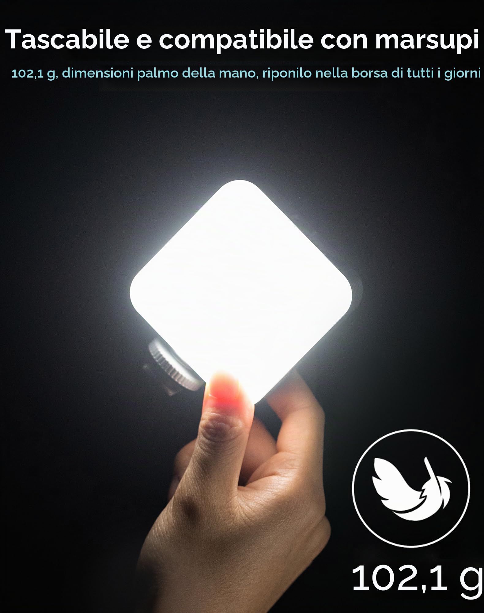 SMALLRIG Luce Video RGB, 96 LED per Fotocamera, Portatile, Illuminazione Fotografica con 3 Cold Shoe, 2200 mAh, Ricaricabile CRI 95+ 2700-6500 K, Pannello Dimmerabile - 3286B