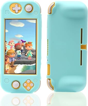 حافظة سيليكون لـ Nintendo Switch lite ، حافظة غطاء واقية لـ Nintendo Switch lite مع واقي الشاشة و 6 مقابض الإبهام - عبور الحيوانات الأزرق