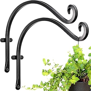 AJART Hanging Plant Hanger Outdoor: 12-Inch Bird Feeder Wall Hooks - Bla...