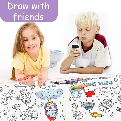Miniatura 6 de Rollo de dibujo para niños con lápices de colores rollo de papel de pintura de 120 x 118 pulgadas para niños rollo de papel de colorear para