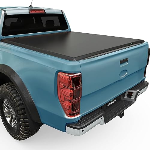 AUTOSAVER88 Cubierta suave de triple pliegue para caja de camioneta compatible con Ford Ranger 2019, 2020, 2021, 2022, 2023, caja de 5 pies