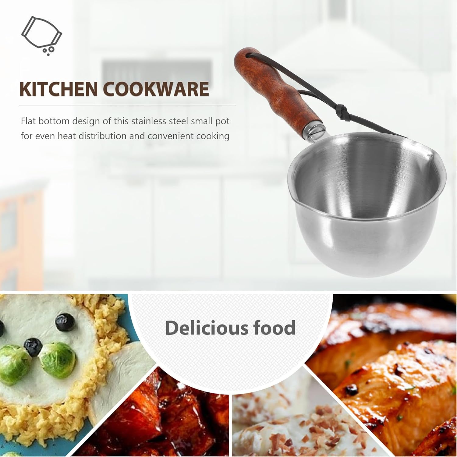 Small Cooking Pot, Milk Warmer Flat Bottom 150ml Stainless Steel
