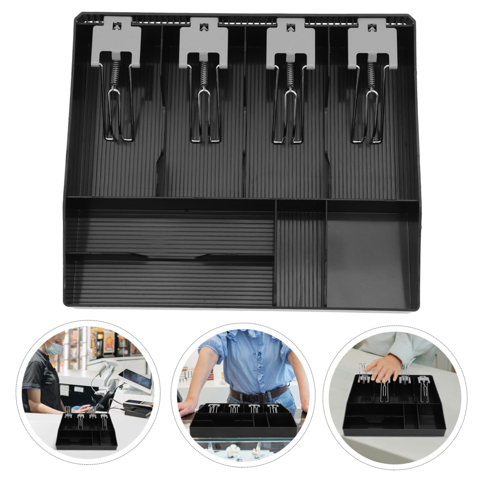 Portacontanti Multi-scomparti Per Registratore Organizer Per Contanti e Monete Portamonete Con Clip Per Negozi e Uffici