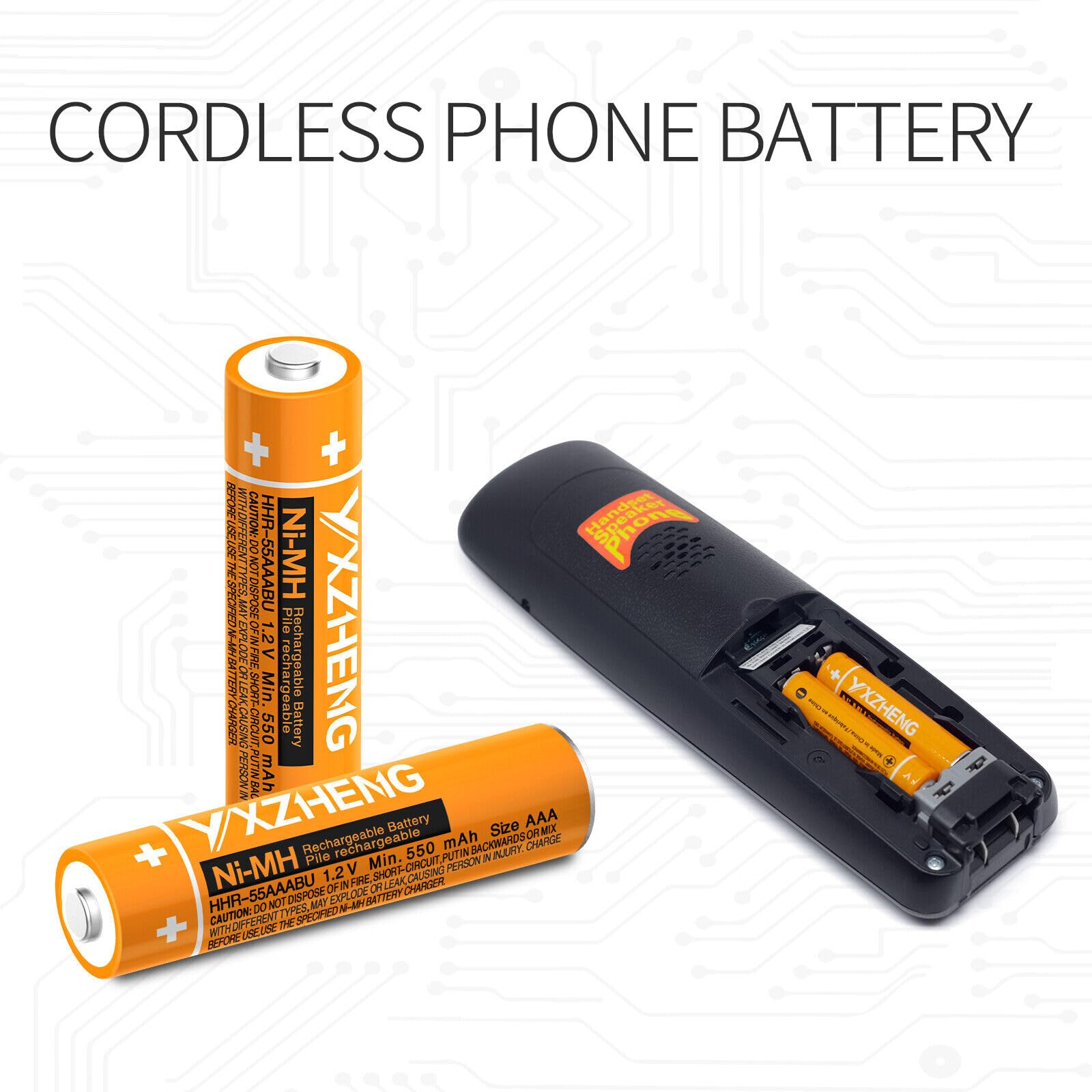 HHR-55AAABU AAA 1.2v Battery for Panasonic Cordless Wireless Phone Telephone Handset DECT 6.0 550mAh Rechargeable NI-MH (4) - 4