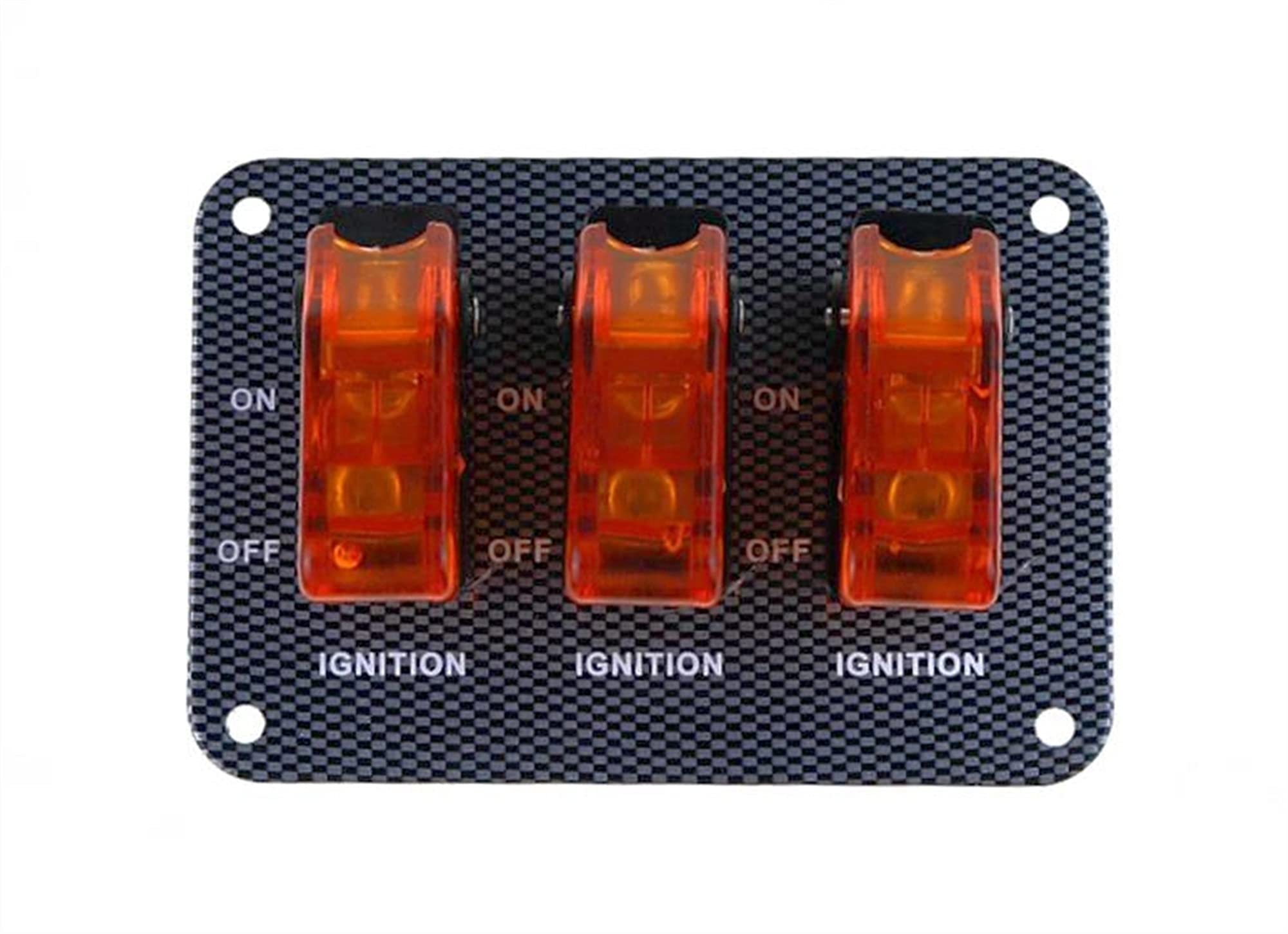 Kippschalter Gelb DC12V-20A LED-Anzeigeschalter Kombinationsschalter Carbonfaser-Oberflächenscheibe