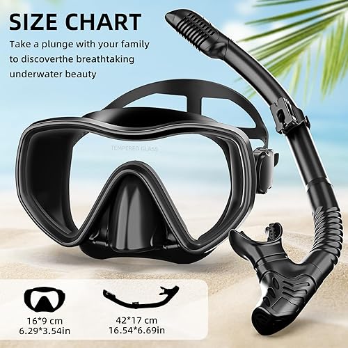 Miniatura 6 de Snorkeling Gear for Adults, Dry Snorkel Set 180 Panoramic Wide View Anti-Fog Scuba Diving Mask, Professional Snorkel Gear for Free Breathing,