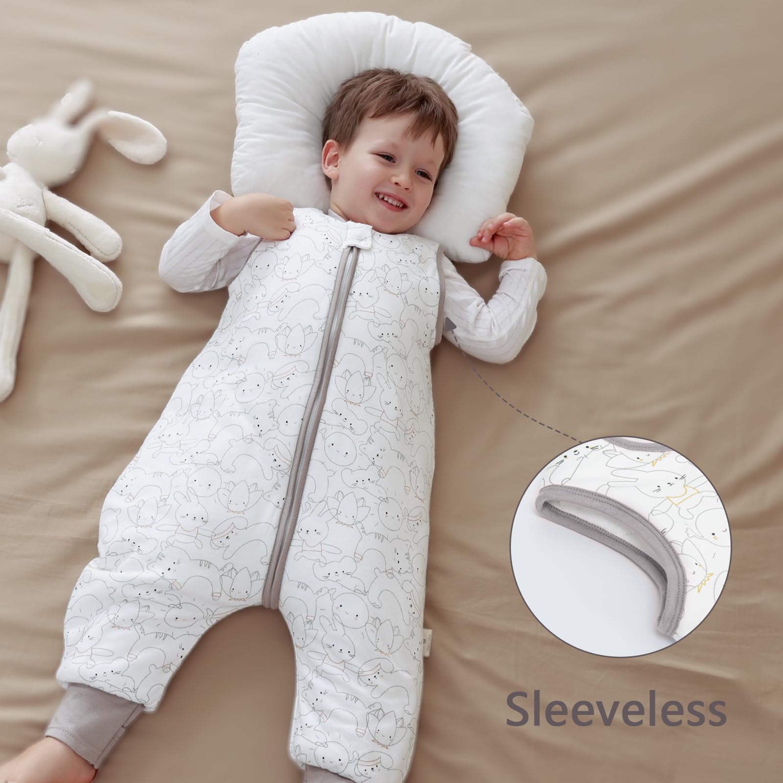 MIKAFEN Babyslaapzak voor de winter met voeten 2,5 TOG - 100% katoen, kinderwinterslaapzak voor jongens en meisjes,95-105cm 3-4 jaar,Eend