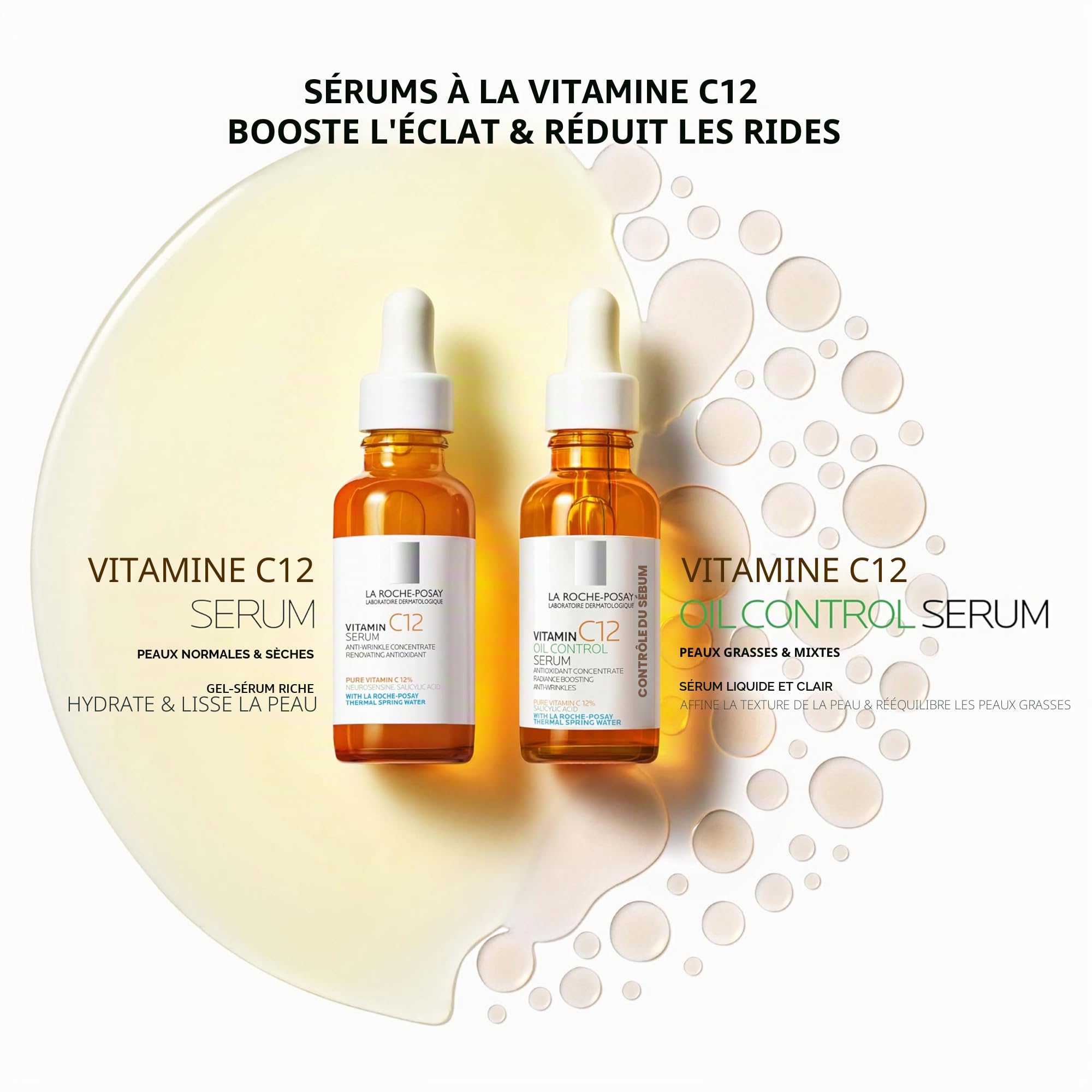 La Roche-Posay, Pure Vitamin C10, Sérum Concentré Anti-Rides, Lisse & Redonne de l'Éclat, Enrichi en Vitamine C Pure, Acide Salicylique & Neurosensine, Tous Types de Peaux, 30 ml