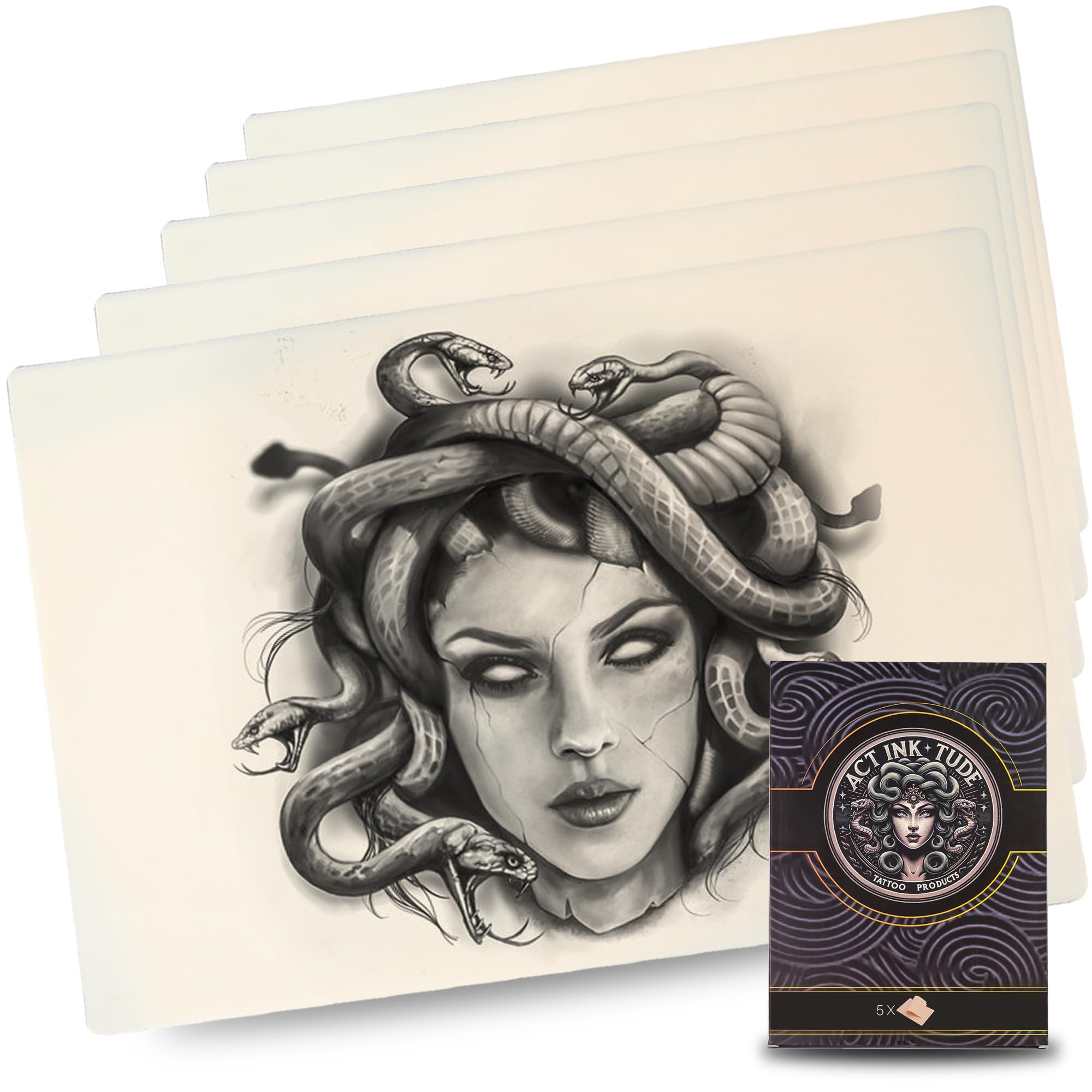 ACTINKTUDE Piel Sintetica Tatuaje 3mm - 5 Pcs de Piel Sintética para Tatuar 200x300x3mm, Pieles Sinteticas Tatuaje de 3mm para Tatuar a Doble Cara para Tatuador Profesional o Principiante.