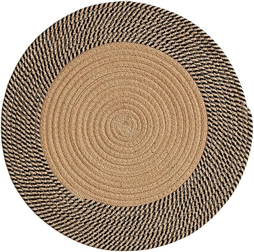 Miniatura 2 de Poowe Alfombras redondas tejidas a mano, para sala de estar, dormitorio, estudio, silla de computadora, base de cojín, tapete redondo para