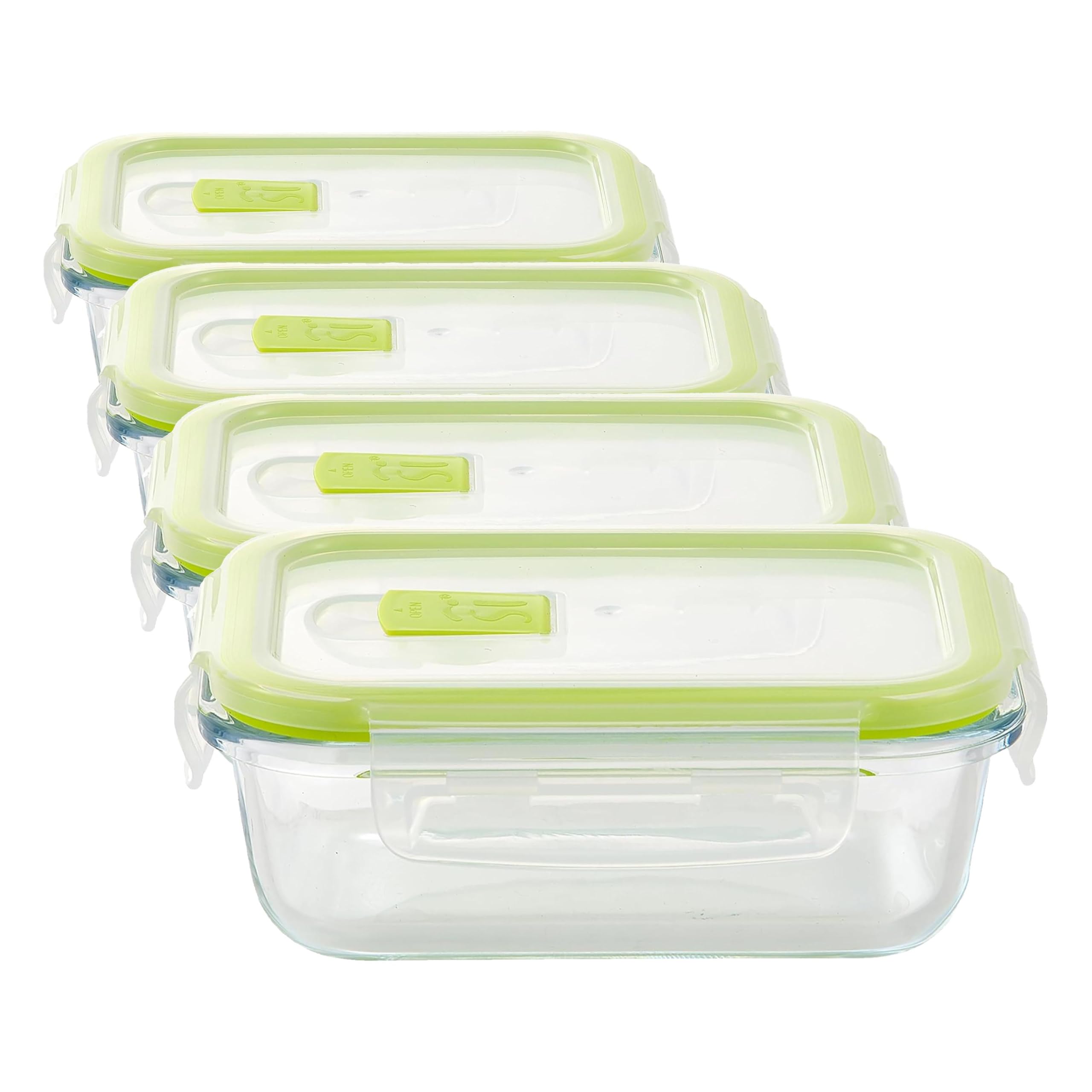 Hermetico rectangular San Ignacio 370ml borosilicato evita fugas y malos olores pack de 4 fiambreras