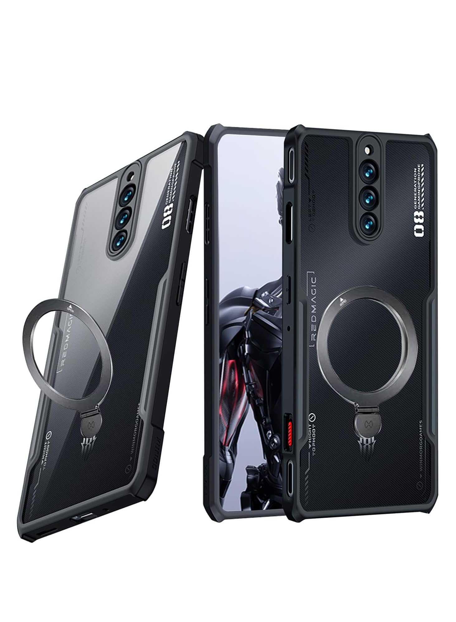 KASTWAVE Red Magic 8 Pro/8 Pro+/8S Pro Case, Soft TPU Bumper, Acrylic Back, Military Grade Shockproof, Magnetic Cover for ZTE Nubia Redmagic 8, Black