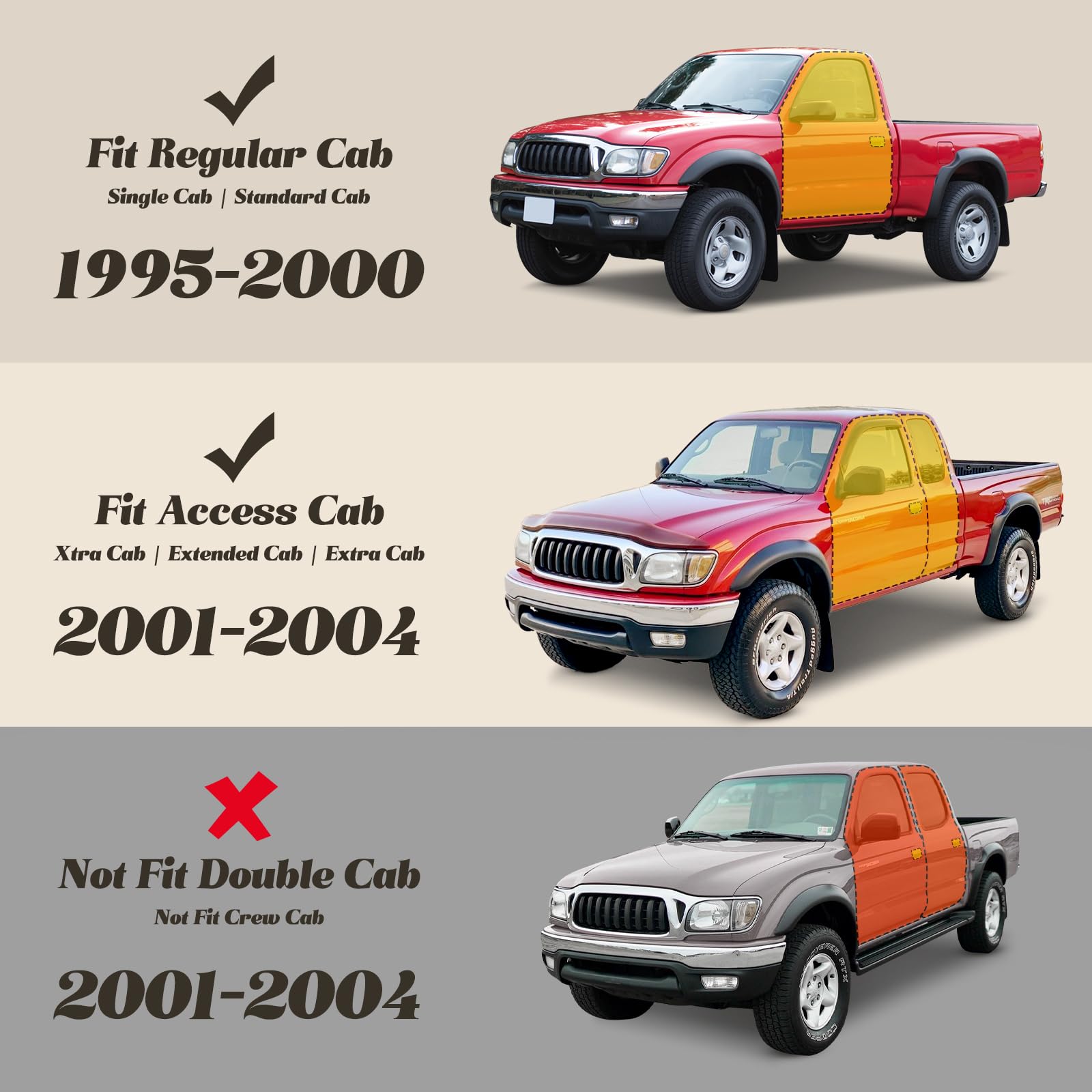 COTAZA Car Floor Mats for Toyota Tacoma 1995 2004 Not Fit Double Cab All Weather Custom Fit Heavy — view 4