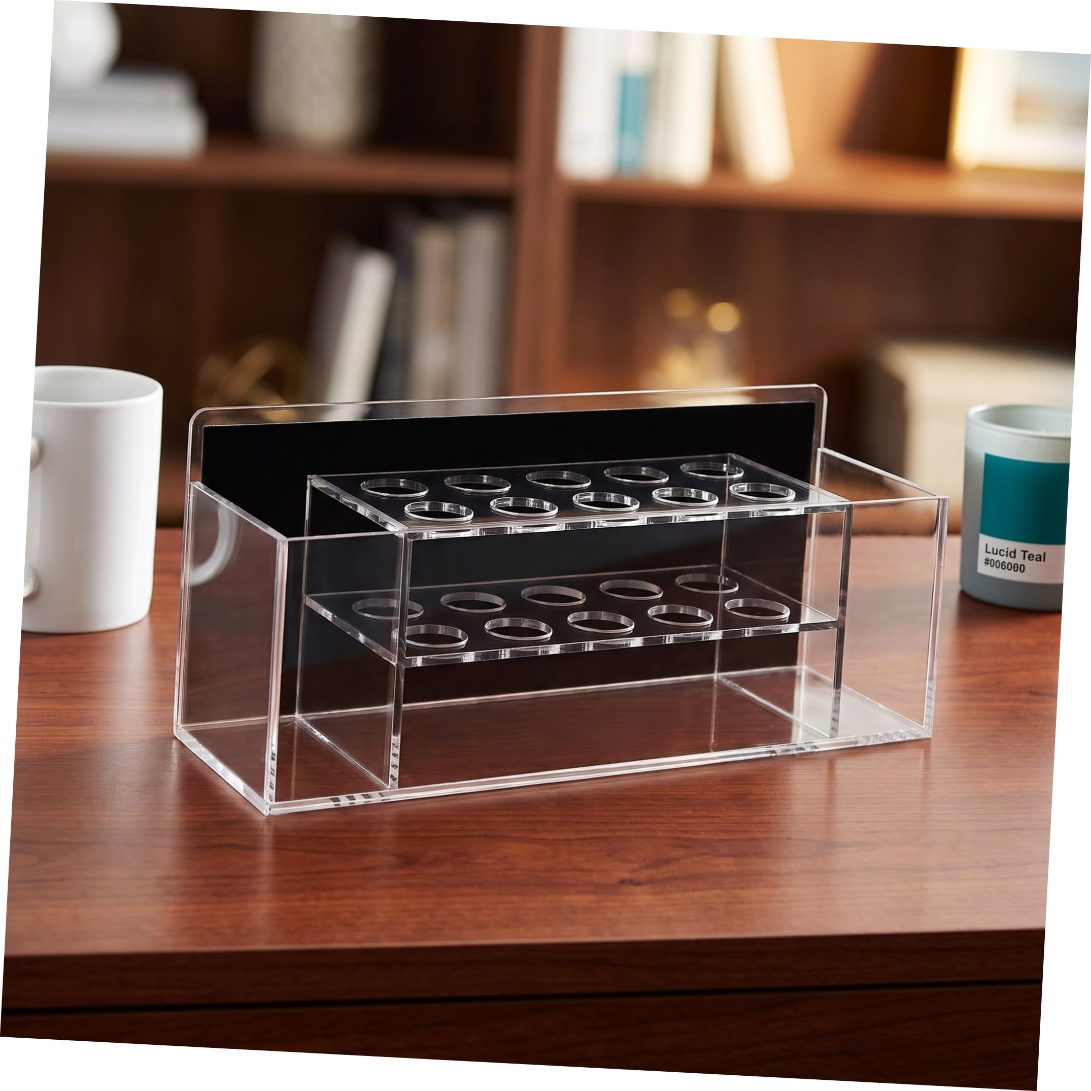 Artibetter 2 Pezzi Supporto Magnetico in Acrilico per Pennarelli da Tavolo | Trasparente, Design a Strati Base Ampia, per Penne e Forniture D'ufficio in Aula o Laboratorio Creativo
