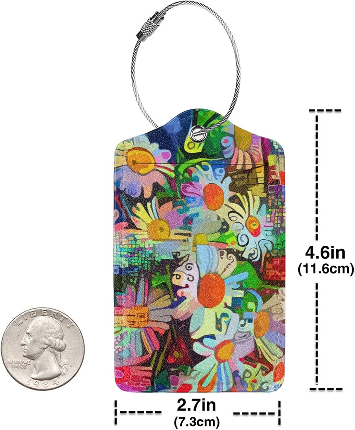 Set of 2 Luggage Tag for Suitcases PU Leather Luggage Tag with Full Back Privacy Name ID Card Fun Laggage Tags : Clothing, Shoes & Jewelry