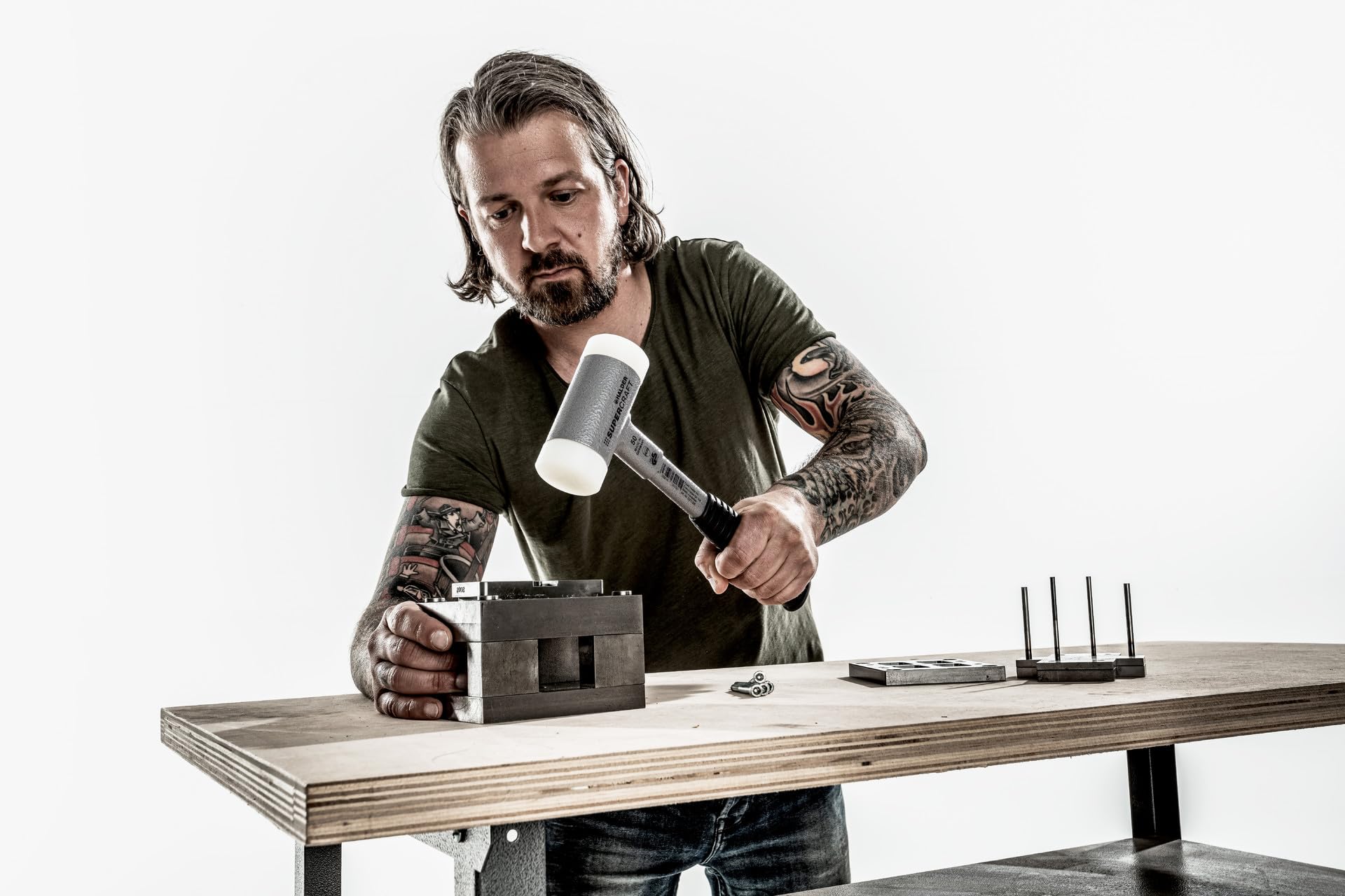 SUPERCRAFT Schonhammer 60 mm mit Stahlrohrstiel und rutschsicherem Griff