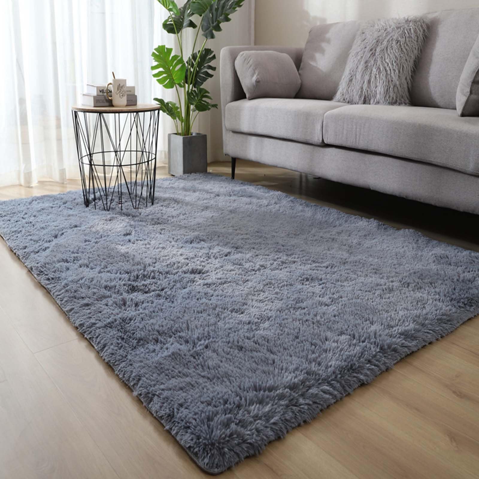 Tapis de sol intérieur maison gris 200x260 cm moelleux qui ne perd pas ses poils