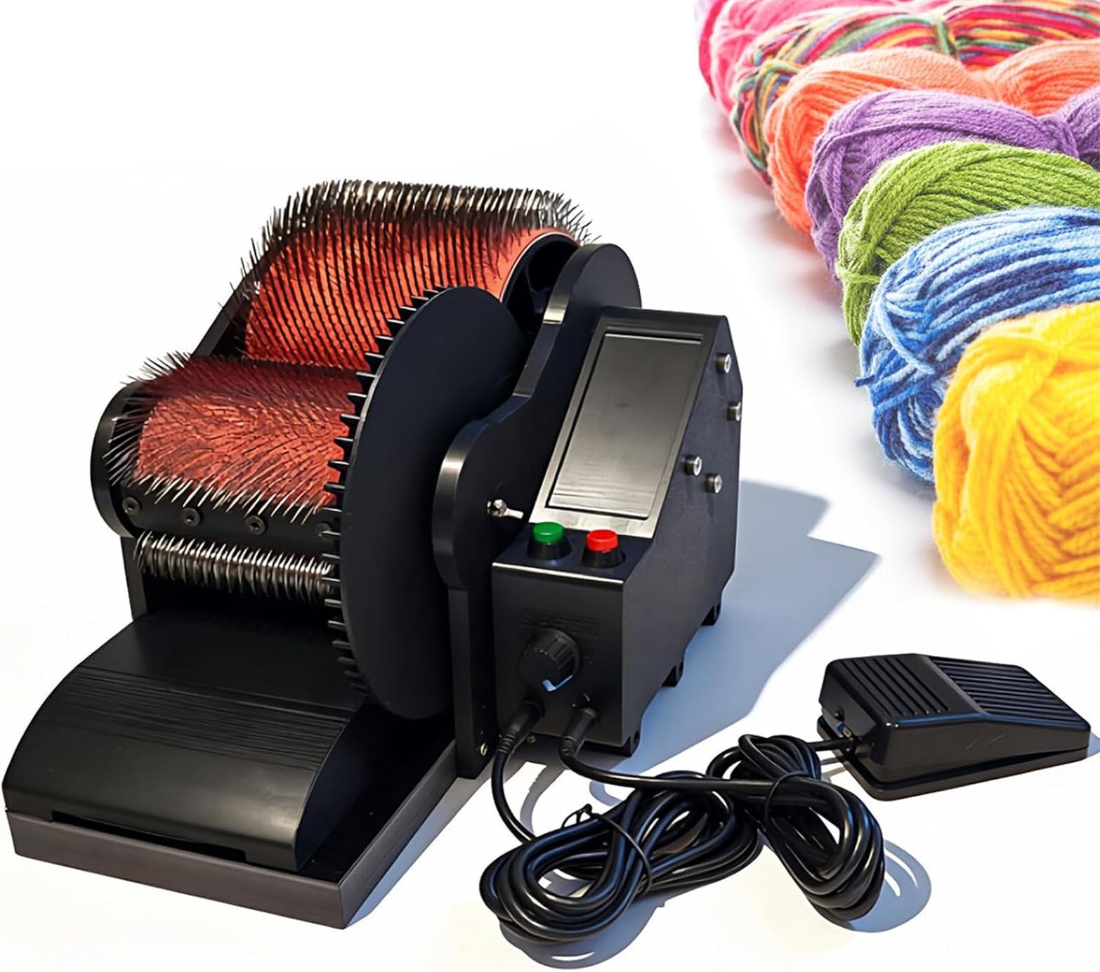 CYMYYDS Wool Carding Machine Electric Wool Felt Drum Carder with Foot Pedal & Forward and Reverse Function, Adjustable Combing Speed, Automatically Clean Residual Wool, Fast Color Mixing