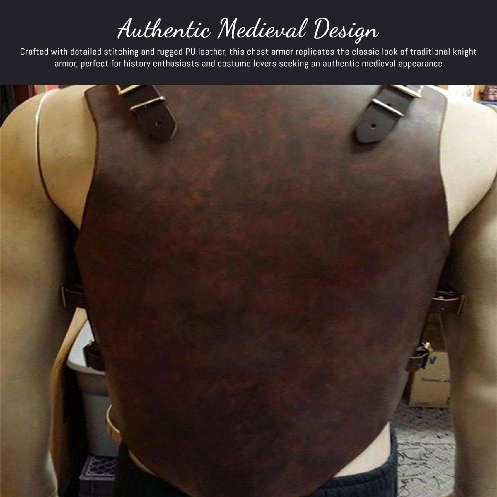 Armatura da Cavaliere Medievale, pettorale in Pelle PU per Uomo, Costume Vichingo Regolabile per la Festa Cosplay di Halloween