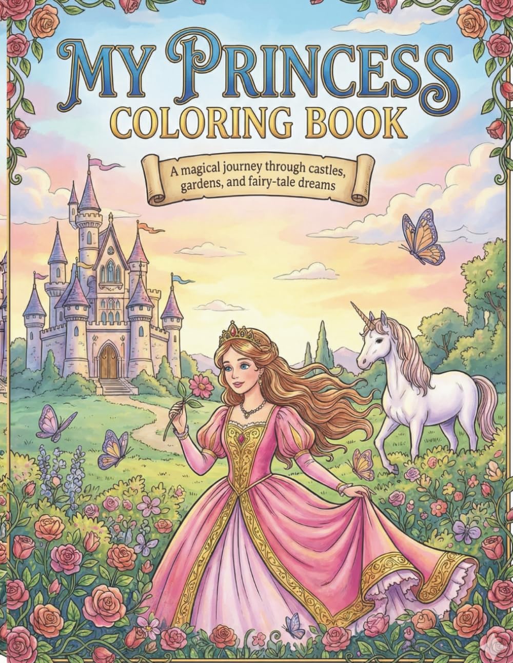 MY PRINCESS COLORING BOOK: A MAGICAL JOURNEY THROUGH CASTLES, GARDENS, AND FAIRY-TALE DREAMS