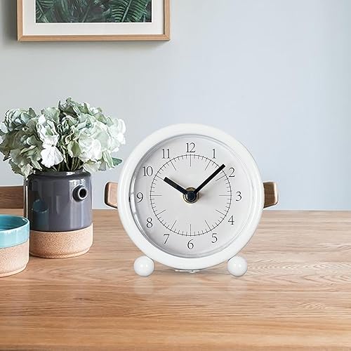 Reloj de mesa negro vintage con soporte, moderno vintage, funciona con pilas, fácil de instalar, simple y retro para escritorio, dormitorio y