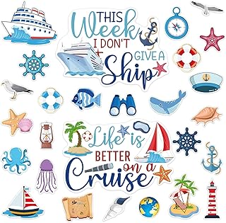 27pcs Cruise Door Decorations Magnetic, Reusable Ship Cruise Cabin Magnets Stickers for Door Fridge Car Laptop Decorations