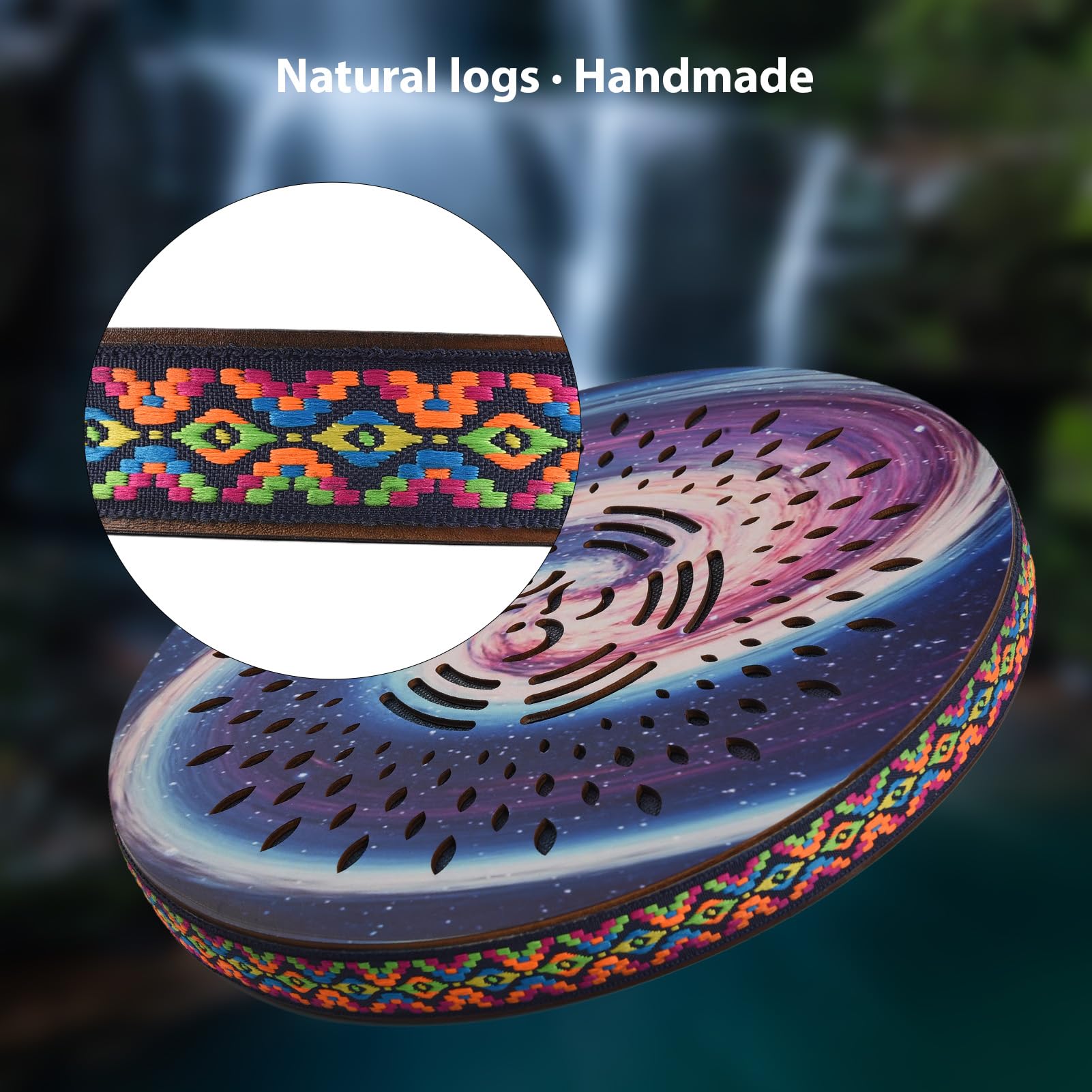 8 Pollice Ocean Drum Etnico Percussione Strumento Dipinto Modello di Tamburo di Legno di Betulla Bordo Intrecciato per Casa Forniture per Feste Musica Onomatopeica Portatile Tamburo A Mano