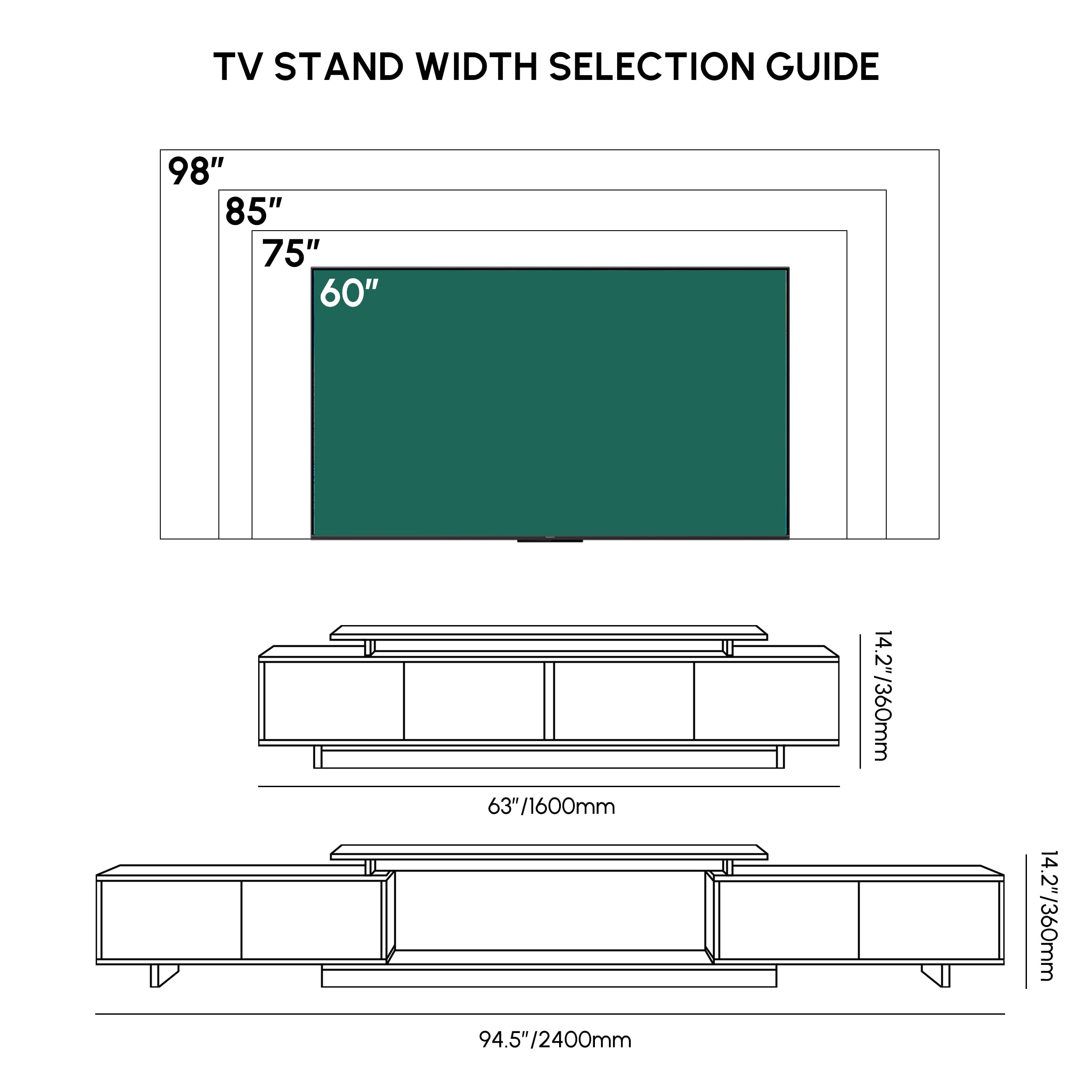 Homary Mueble TV Extensible para TVs de 65-85 Pulgadas (Nogal)