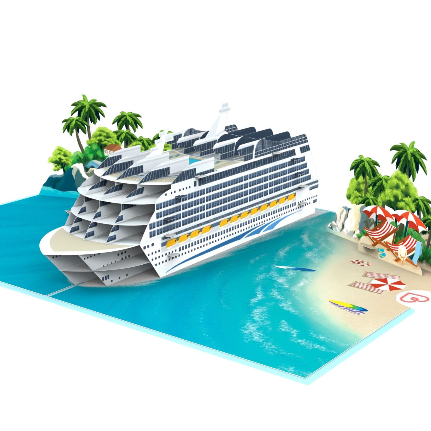 papercrush® Pop Up Karte Kreuzfahrtschiff - 3D Geburtstagskarte, Gutschein für Kreuzfahrt, Geldgeschenk für Schiffsreise & Flitterwochen, Reisegutschein mit Schiff, Besonderes Geschenk für Kreuzfahrer