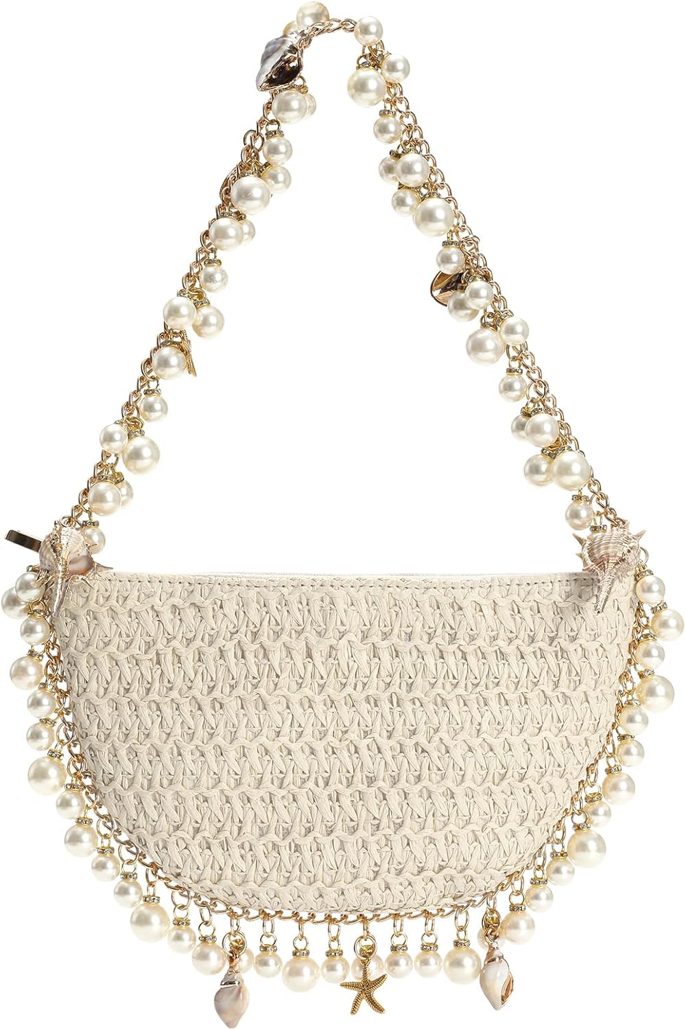 Straw Clutch Purses for Women Summer Beach Bag Woven Shoulder Handbag Travel Vacation Purse