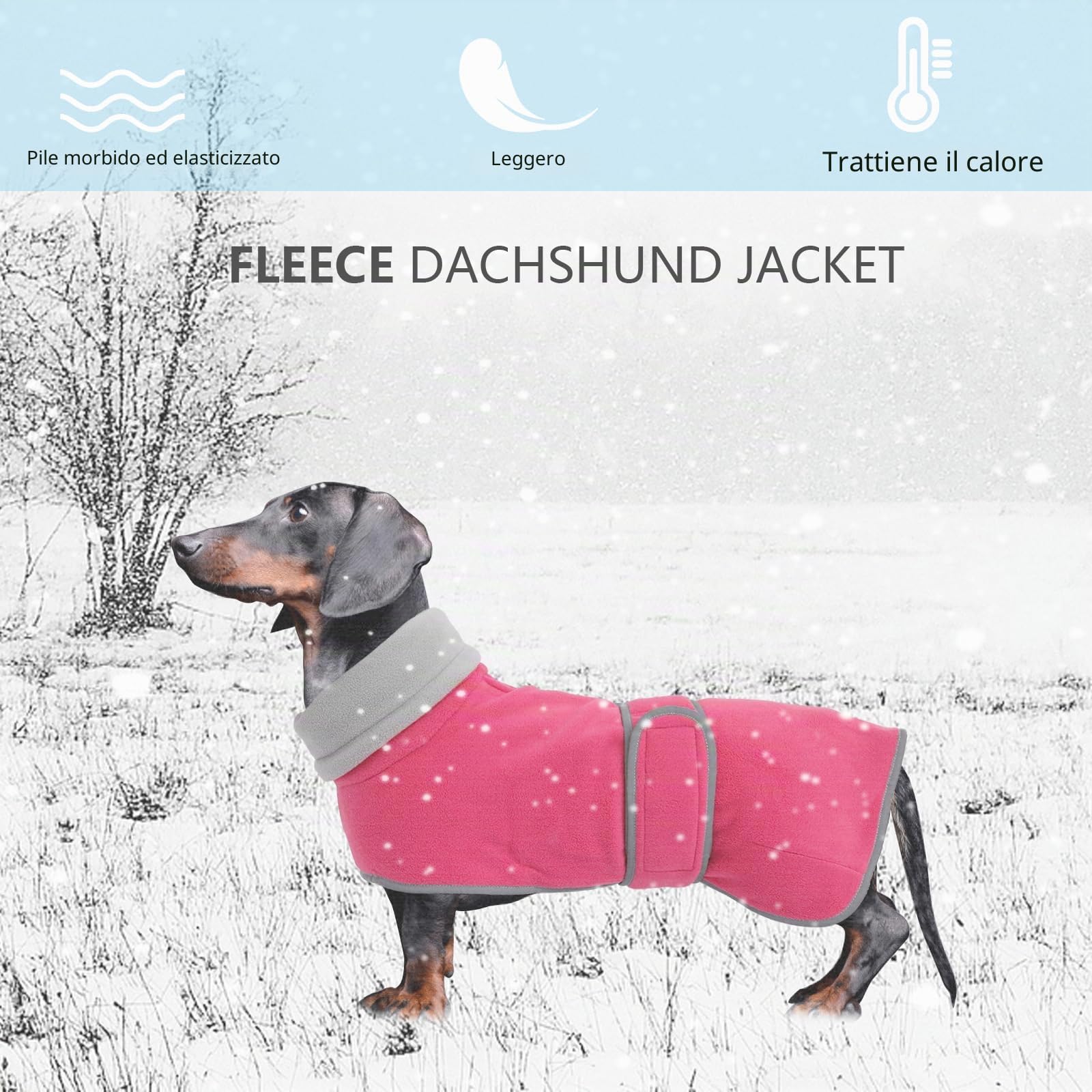 Geyecete -Invernale Cappotto per cane bassotti, con fodera in pile caldo, abbigliamento da esterni in pile polare per cani, con Foro per Imbracatura,Giacca per cani piccola y media-Rosa-S