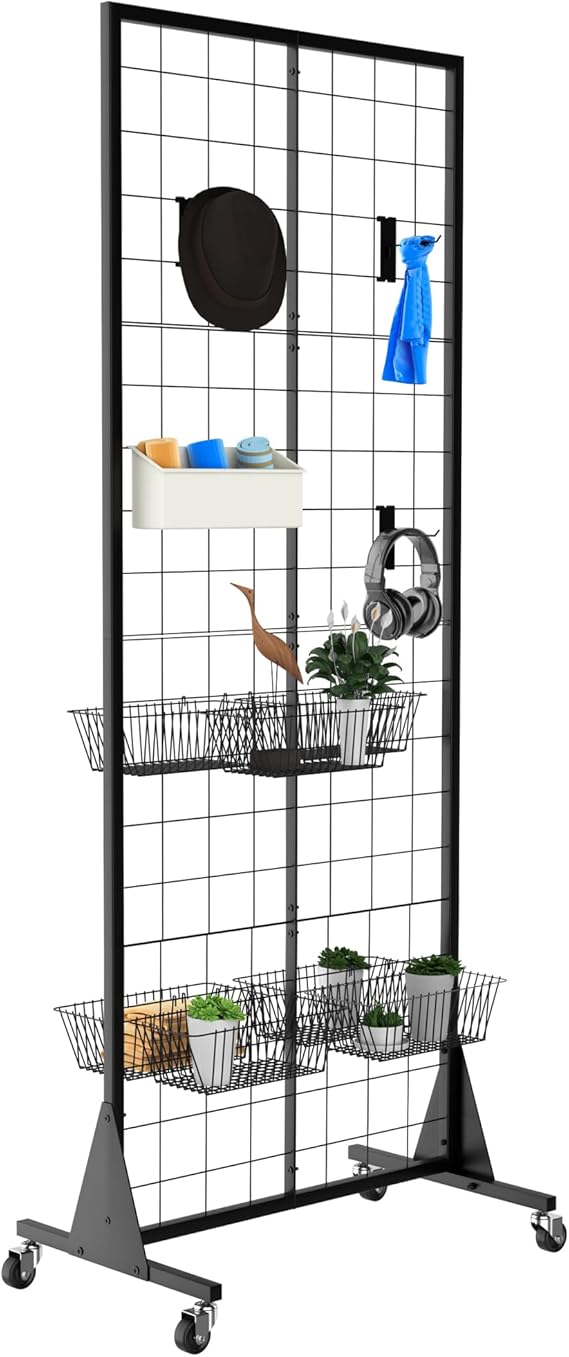 Blasinc Gridwall Panel Display Stand 2' x 5.5' Ft Heavy Movable