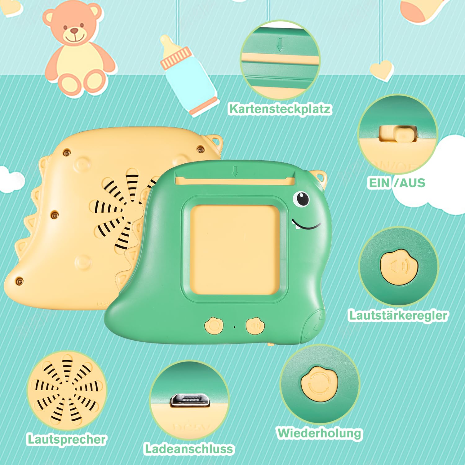 Carte educative parlanti per bambini a partire da 2, 3, 4, 5, 6 anni, giochi educativi parlanti, in tedesco e inglese, amico di vocabolario per autismo, giocattolo educativo per bambini in età