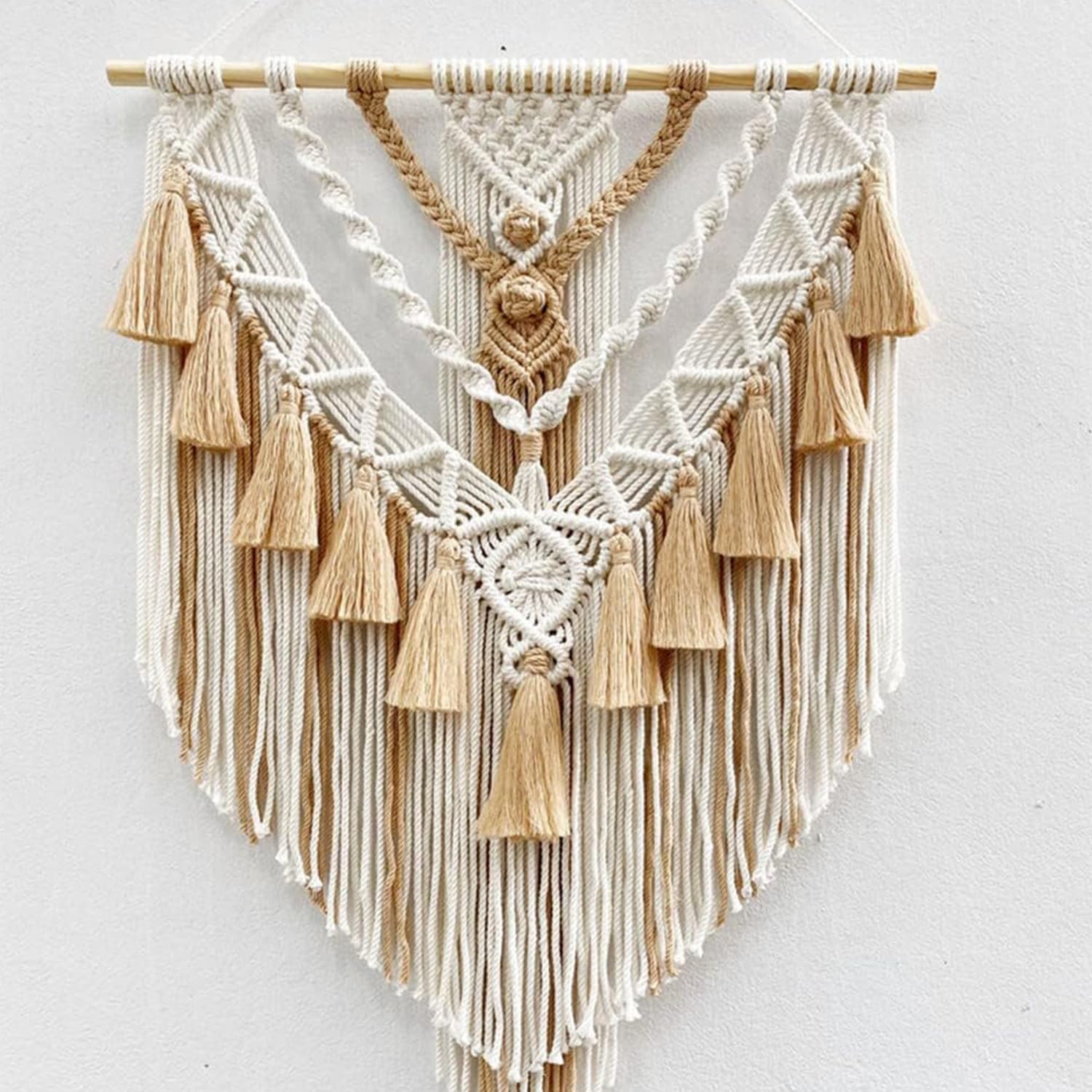 Tenture murale faite main en macramé bohème chic élégant pour salon élégant, 40x70cm