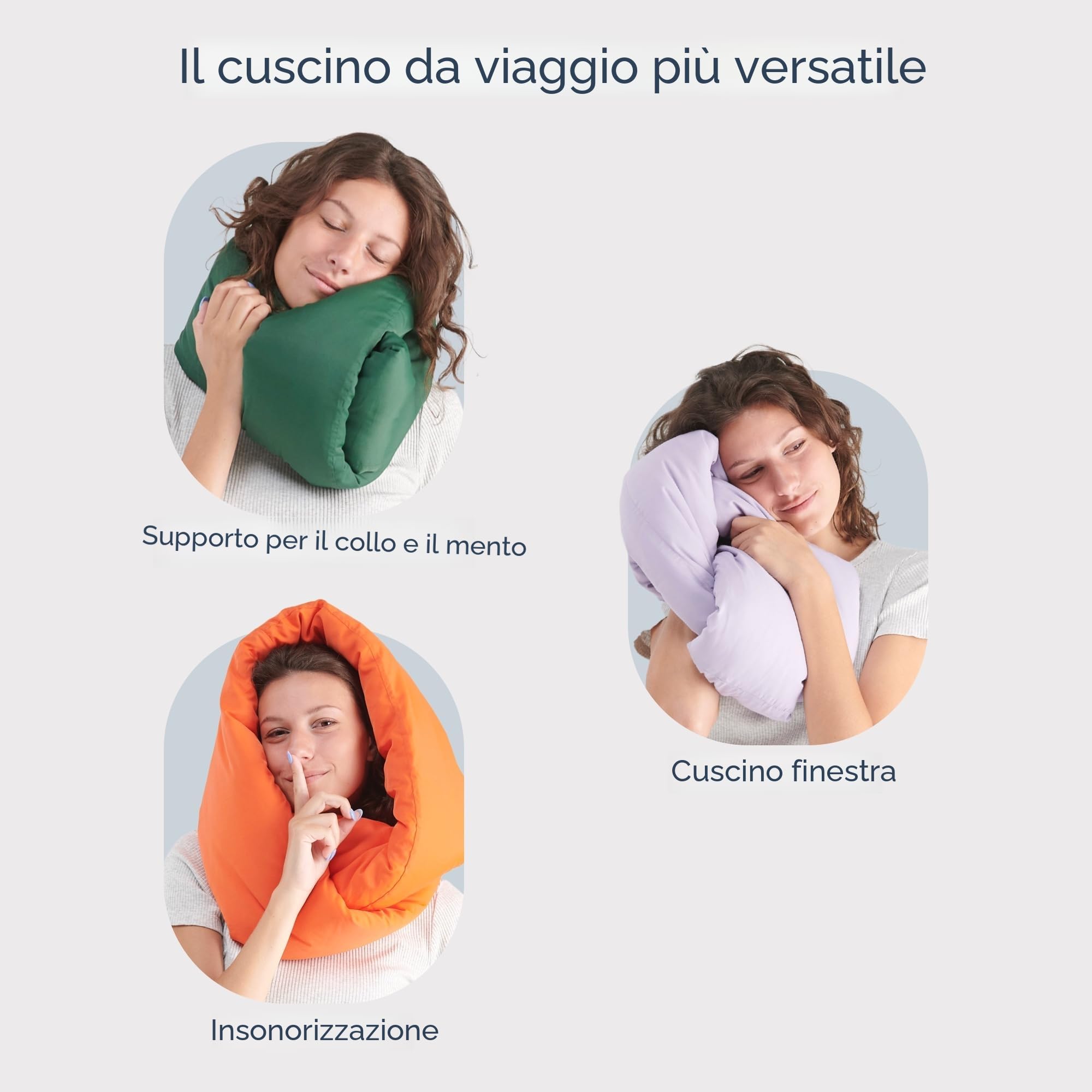 Huzi Infinity Pillow - Cuscino da viaggio per il collo, versatile e morbido, con supporto a 360°, lavabile in lavatrice, per casa, viaggi, volo, viaggi su strada (viola)