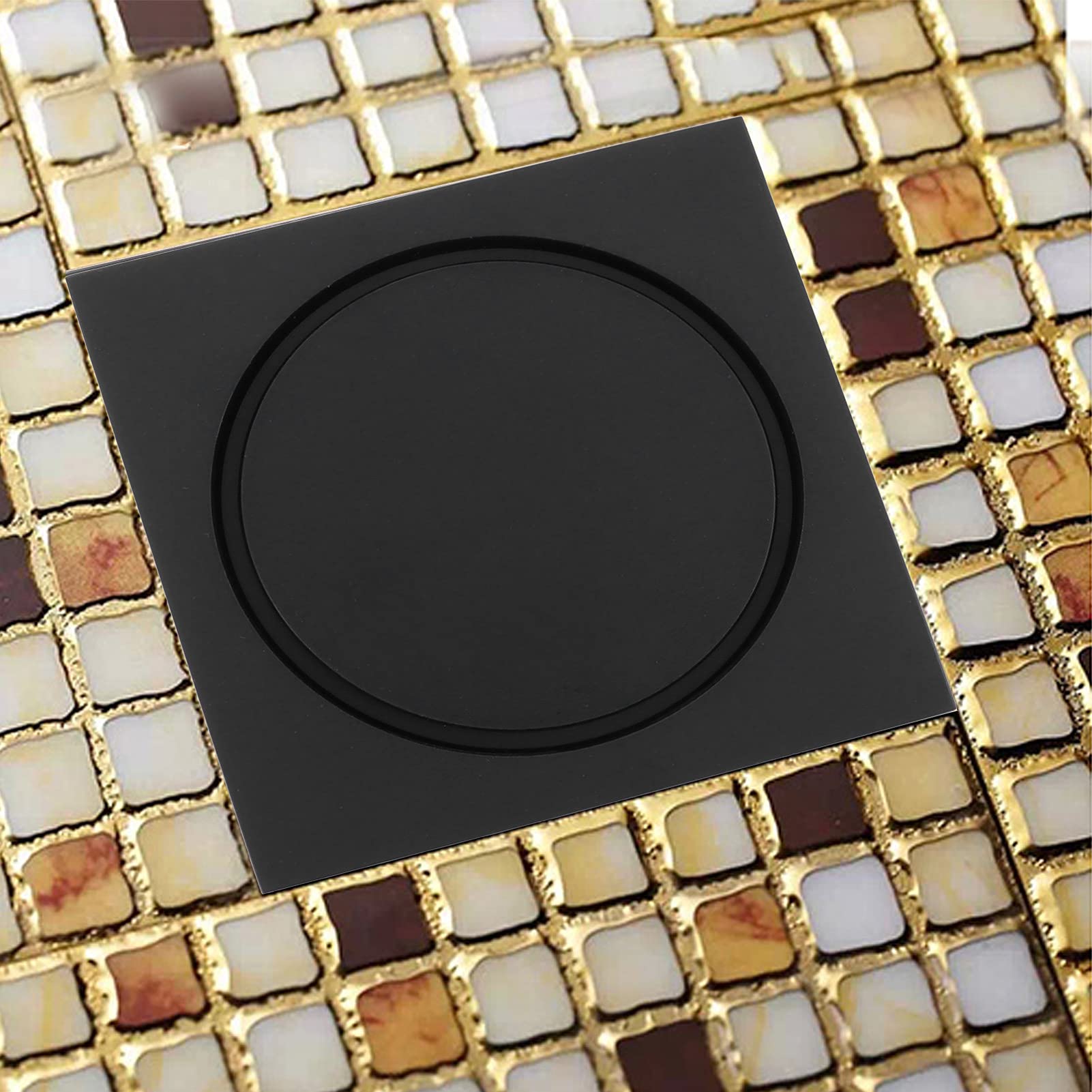 doucheafvoer, Vierkante Doucheafvoer Zwart Badkamer Ronde Cover Haarzeef Roestvrijstalen Afvoerputje Val Afvalrooster 10cm/4in