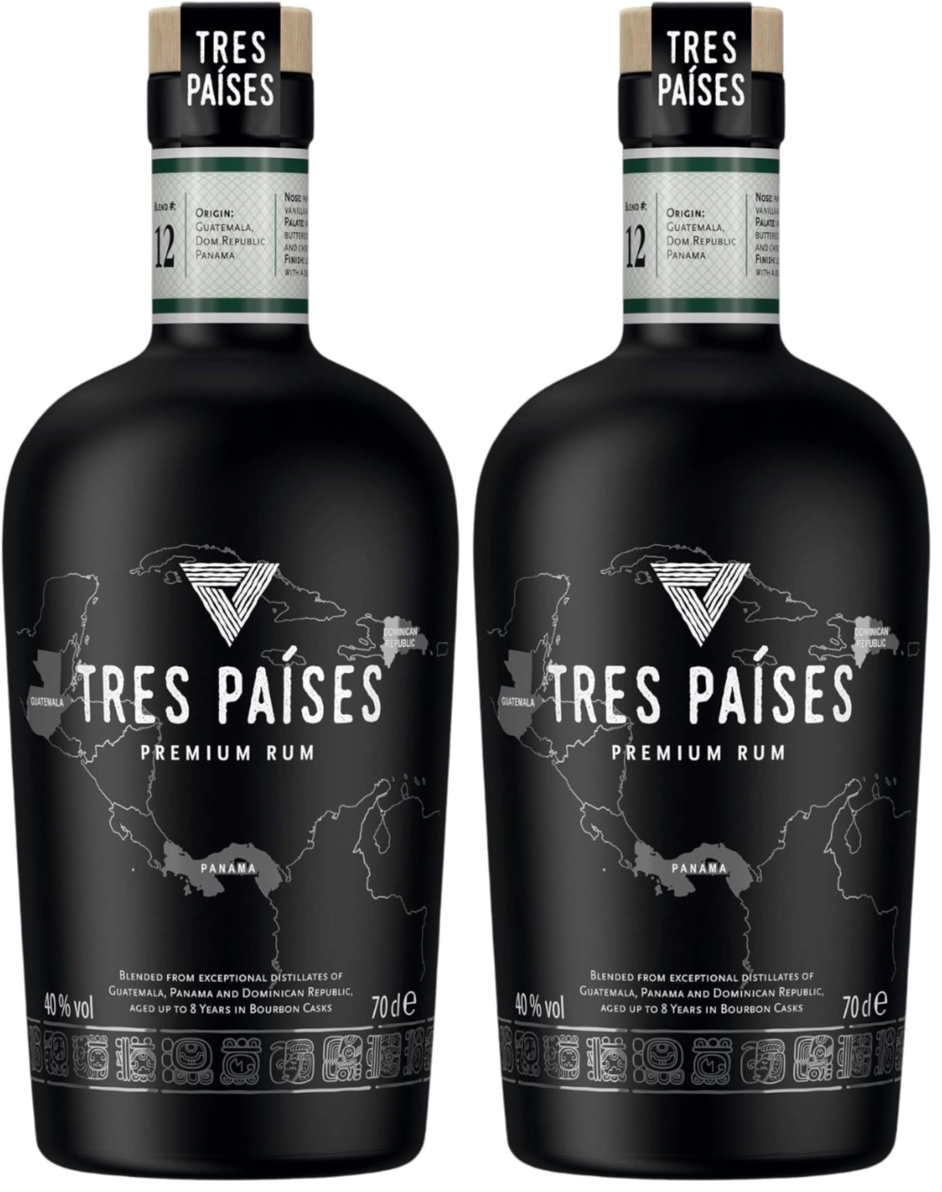 TRES PAÍSES | Premium Rum | Einmaliger Geschmack der Karibik | Guatemala, Panama & Dominikanische Republik | Aromen von Vanille, Schokolade & Frucht | Lagerung in Ex-Bourbon-Fässern | 40% Vol. | 0,7L